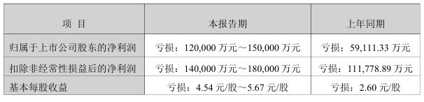 钧达股份：2025年亏损12～15亿元